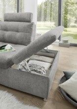Wohnlandschaft >NALO< Schlaffunktion, Kopfstützen, Bezug Farbe schlamm - 324x103x219 (BxHxT)
