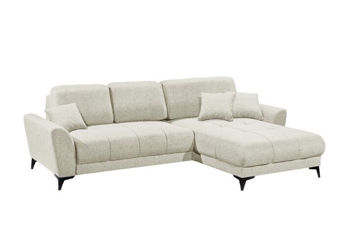 Wohnlandschaft >BERN< Schlaffunktion, Bettkasten, Bezug Farbe Ivory - 281x91x189 (BxHxT)