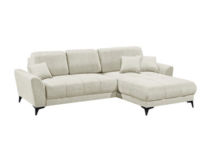 Wohnlandschaft >BERN< Schlaffunktion, Bettkasten, Bezug Farbe Ivory - 281x91x189 (BxHxT)