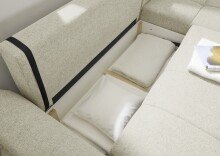 Wohnlandschaft >BERN< Schlaffunktion, Bettkasten, Bezug Farbe Ivory - 281x91x189 (BxHxT)