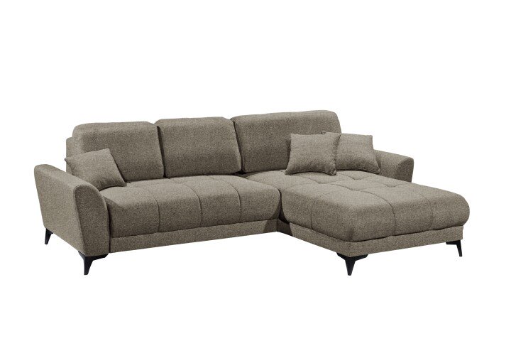 Wohnlandschaft >BERN< Schlaffunktion, Bettkasten, Bezug Farbe espresso - 281x91x189 (BxHxT)