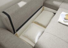 Wohnlandschaft >BERN< Schlaffunktion, Bettkasten, Bezug Farbe sand - 281x91x189 (BxHxT)