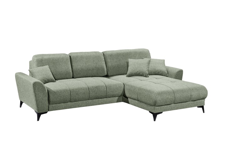 Wohnlandschaft >BERN< Schlaffunktion, Bettkasten, Bezug Farbe olive - 281x91x189 (BxHxT)