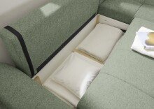 Wohnlandschaft >BERN< Schlaffunktion, Bettkasten, Bezug Farbe olive - 281x91x189 (BxHxT)