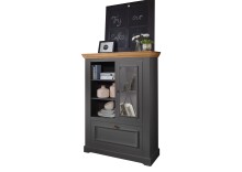 Wohnwand >WZ-0133< (3-teilig) Massivholz grau / eichefarbig - 360x214x42 (BxHxT)