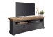 Wohnwand >WZ-0133< (3-teilig) Massivholz grau / eichefarbig - 360x214x42 (BxHxT)