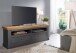 Wohnwand >WZ-0133< (3-teilig) Massivholz grau / eichefarbig - 360x214x42 (BxHxT)