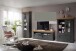 Wohnwand >WZ-0133< (3-teilig) Massivholz grau / eichefarbig - 360x214x42 (BxHxT)