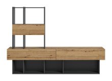 Wohnwand >Lennox< in Grau / Evoke Oak Dekor - 210x147x38cm (BxHxT)