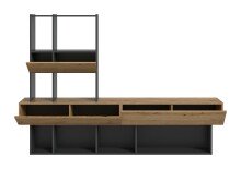 Wohnwand >Lennox< in Grau / Evoke Oak Dekor - 210x147x38cm (BxHxT)