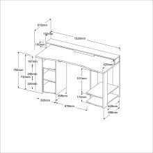 Gamingtisch >Gaming 11< mit LED-Beleuchtung, Beschichtung Schwarz - 152x87x62cm (BxHxT)
