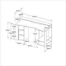 Gamingtisch >Gaming 11< mit LED-Beleuchtung, Beschichtung Schwarz - 152x87x62cm (BxHxT)
