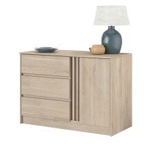 Kommode >Escale 5< 3 Schübe, 1 Tür, Japanische Eiche Nachbildung - 110x77x50cm (BxHxT)