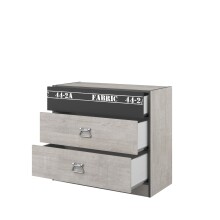 Jugendzimmer-Set >Fabric 14< (3-teilig) Bett, Nachtkonsole, Kommode, in Esche Grau Dekor