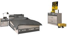 Jugendzimmer-Set >Fabric 14< (3-teilig) Bett,...