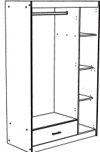 Jugendzimmer-Set >Most 73< (3-teilig) Bett, Kleiderschrank, Schreibtisch, Akazie Dekor / Weiß