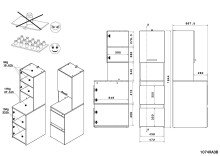 Mehrzweckschrank-Set >Laundry 5< in Jackson Eiche Dekor / Weiß