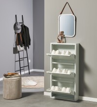 Schuhkipper >Bert< 3 Klappen, 6 paar Schuhe, weiß, Metall - 51x104x16cm (BxHxT)