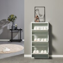 Schuhkipper >Bert< 3 Klappen, 6 paar Schuhe, weiß, Metall - 51x104x16cm (BxHxT)