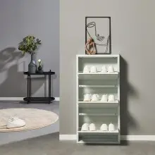 Schuhkipper >Bert< 3 Klappen, 6 paar Schuhe, weiß, Metall - 51x104x16cm (BxHxT)