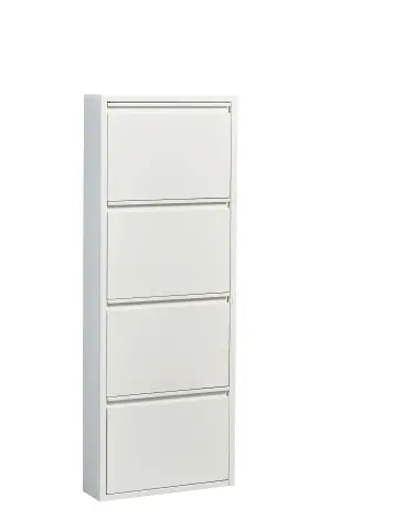 Schuhkipper >Bert< 4 Klappen, 8 paar Schuhe, weiß, Metall - 51x137x16cm (BxHxT)