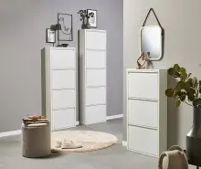 Schuhkipper >Bert< 4 Klappen, 8 paar Schuhe, weiß, Metall - 51x137x16cm (BxHxT)