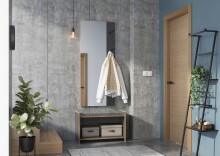 Garderobe >1205< (2-teilig) Bank + Paneel, Graphit...