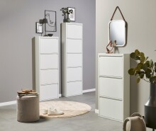 Schuhkipper >Bert< 5 Klappen, 10 paar Schuhe, in weiß, Metall  - 51x170x16cm (BxHxT)