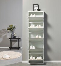 Schuhkipper >Bert< 5 Klappen, 10 paar Schuhe, in weiß, Metall  - 51x170x16cm (BxHxT)