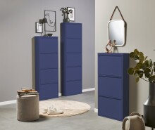 Schuhkipper >Bert< 3 Klappen, 6 paar Schuhe, in blau, Metall  - 51x104x16cm (BxHxT)