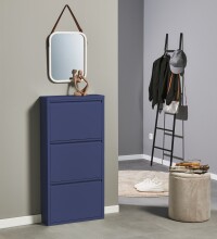 Schuhkipper >Bert< 3 Klappen, 6 paar Schuhe, in blau, Metall  - 51x104x16cm (BxHxT)