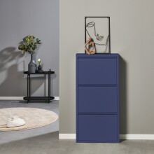 Schuhkipper >Bert< 3 Klappen, 6 paar Schuhe, in blau, Metall  - 51x104x16cm (BxHxT)