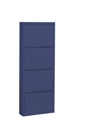 Schuhkipper >Bert< 4 Klappen, 8 paar Schuhe, in blau, Metall  - 51x137x16cm (BxHxT)