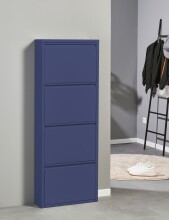 Schuhkipper >Bert< 4 Klappen, 8 paar Schuhe, in blau, Metall  - 51x137x16cm (BxHxT)
