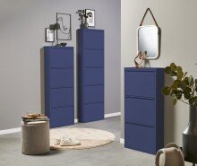 Schuhkipper >Bert< 4 Klappen, 8 paar Schuhe, in blau, Metall  - 51x137x16cm (BxHxT)