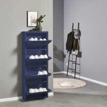 Schuhkipper >Bert< 4 Klappen, 8 paar Schuhe, in blau, Metall  - 51x137x16cm (BxHxT)