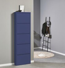 Schuhkipper >Bert< 5 Klappen, 10 paar Schuhe, in blau, Metall  - 51x170x16cm (BxHxT)