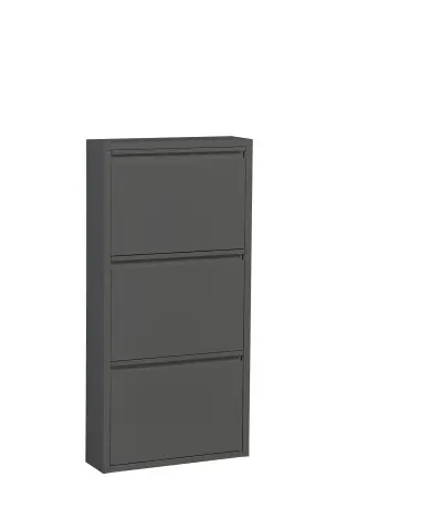 Schuhkipper >Bert< 3 Klappen, 6 paar Schuhe, in anthrazit, Metall - 51x104x16cm (BxHxT)