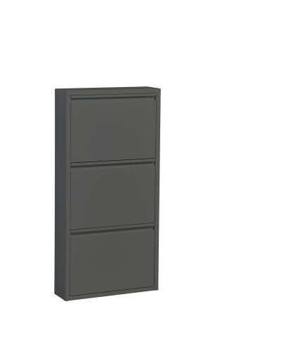 Schuhkipper >Bert< 3 Klappen, 6 paar Schuhe, in anthrazit, Metall - 51x104x16cm (BxHxT)
