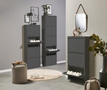 Schuhkipper >Bert< 3 Klappen, 6 paar Schuhe, in anthrazit, Metall - 51x104x16cm (BxHxT)
