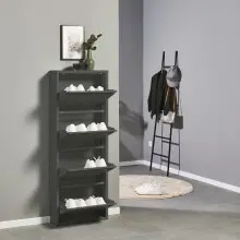 Schuhkipper >Bert< 4 Klappen, 8 paar Schuhe, in anthrazit, Metall - 51x137x16cm (BxHxT)