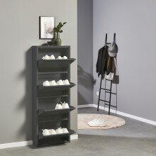 Schuhkipper >Bert< 4 Klappen, 8 paar Schuhe, in anthrazit, Metall - 51x137x16cm (BxHxT)
