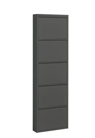 Schuhkipper >Bert< 5 Klappen, 10 paar Schuhe, in anthrazit, Metall - 51x170x16cm (BxHxT)