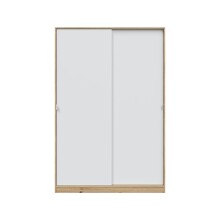 Schwebetürenschrank >TOP< 4 Böden, 1 Stange, Nodi Eiche Dekor / Artic Weiß - 120x200x50 (BxHxT)