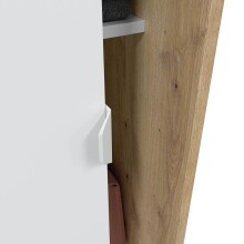 Schwebetürenschrank >TOP< 4 Böden, 1 Stange, Nodi Eiche Dekor / Artic Weiß - 120x200x50 (BxHxT)