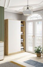Schwebetürenschrank >TOP< 4 Böden, 1 Stange, Nodi Eiche Dekor / Artic Weiß - 120x200x50 (BxHxT)