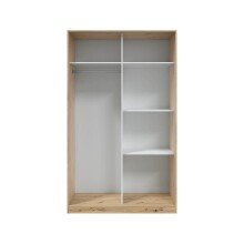 Schwebetürenschrank >TOP< 4 Böden, 1 Stange, Nodi Eiche Dekor / Artic Weiß - 120x200x50 (BxHxT)