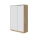 Schwebetürenschrank >TOP< 4 Böden, 1 Stange, Nodi Eiche Dekor / Artic Weiß - 120x200x50 (BxHxT)