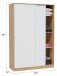 Schwebetürenschrank >TOP< 4 Böden, 1 Stange, Nodi Eiche Dekor / Artic Weiß - 120x200x50 (BxHxT)