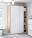 Schwebetürenschrank >TOP< 4 Böden, 1 Stange, Nodi Eiche Dekor / Artic Weiß - 120x200x50 (BxHxT)